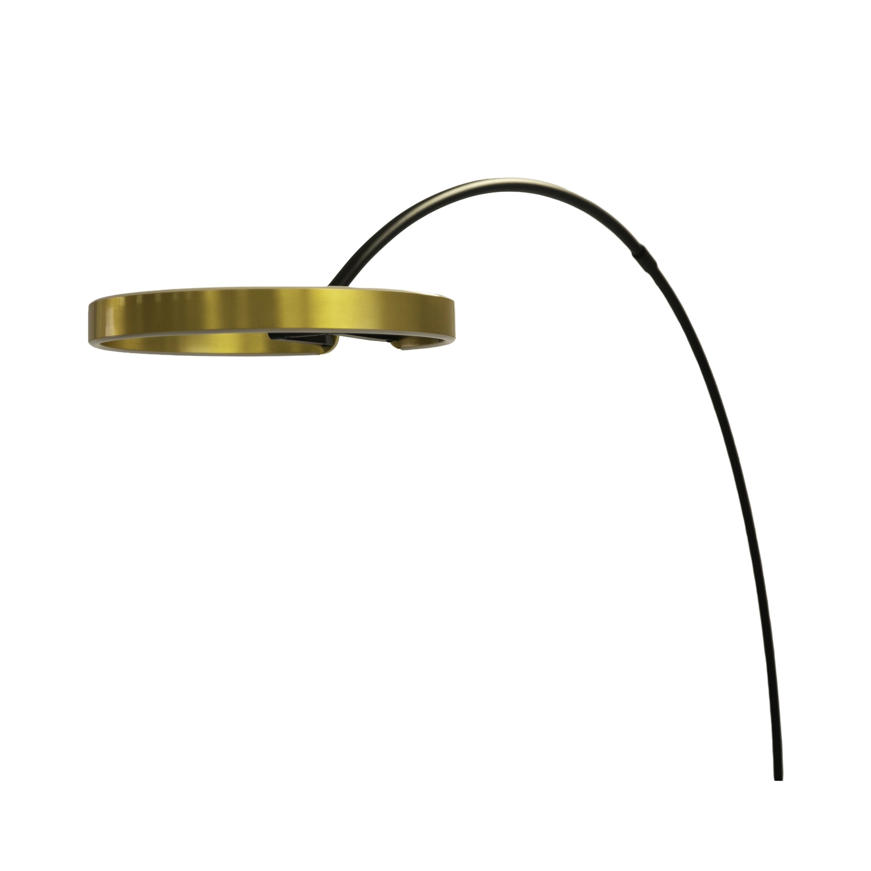 Lampadaire en acier doré poli et acier noir