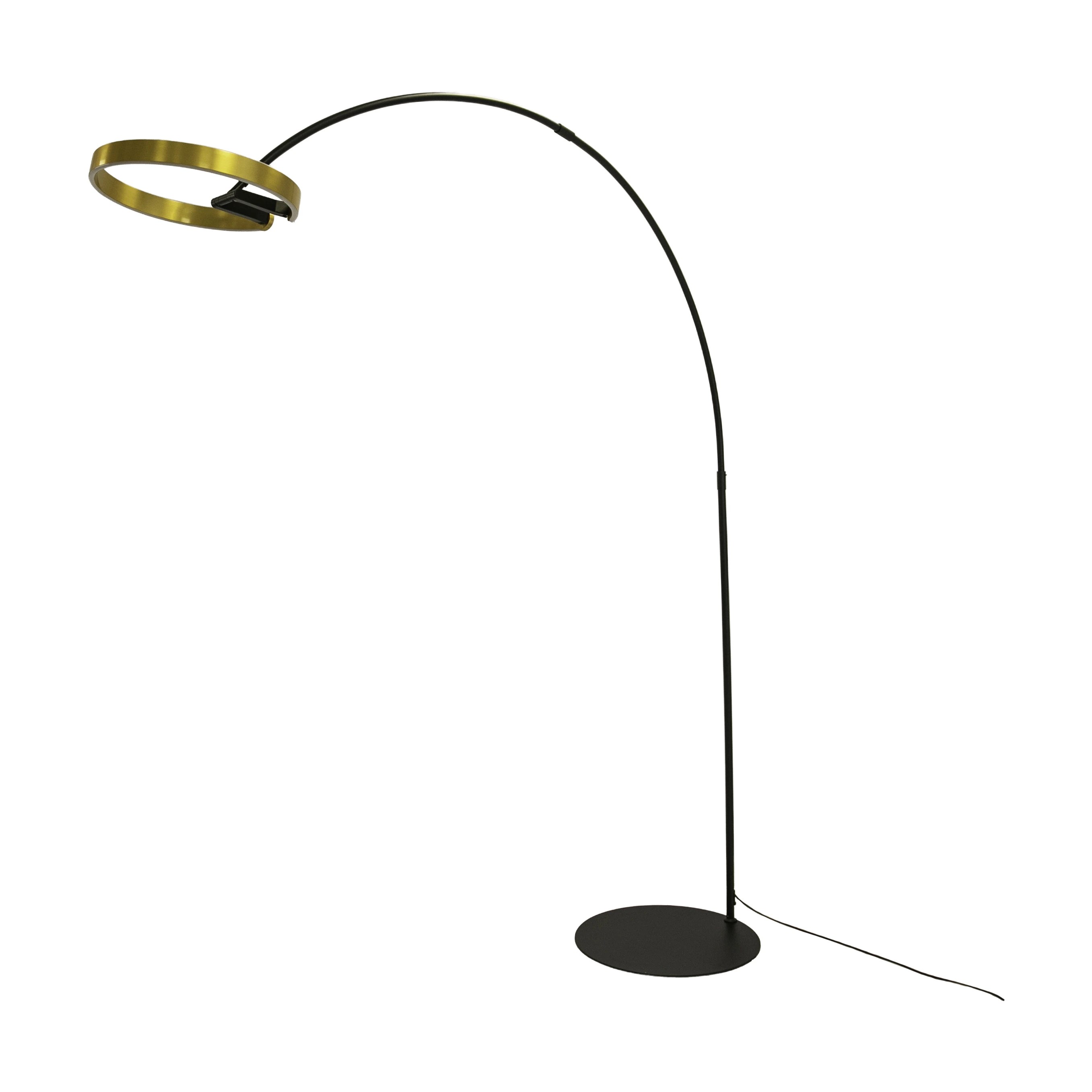 Lampadaire en acier doré poli et acier noir