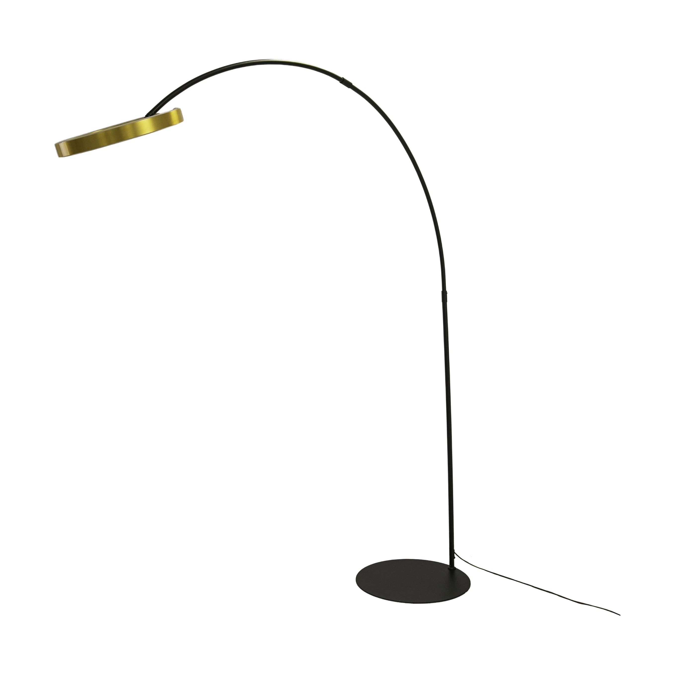 Lampadaire en acier doré poli et acier noir
