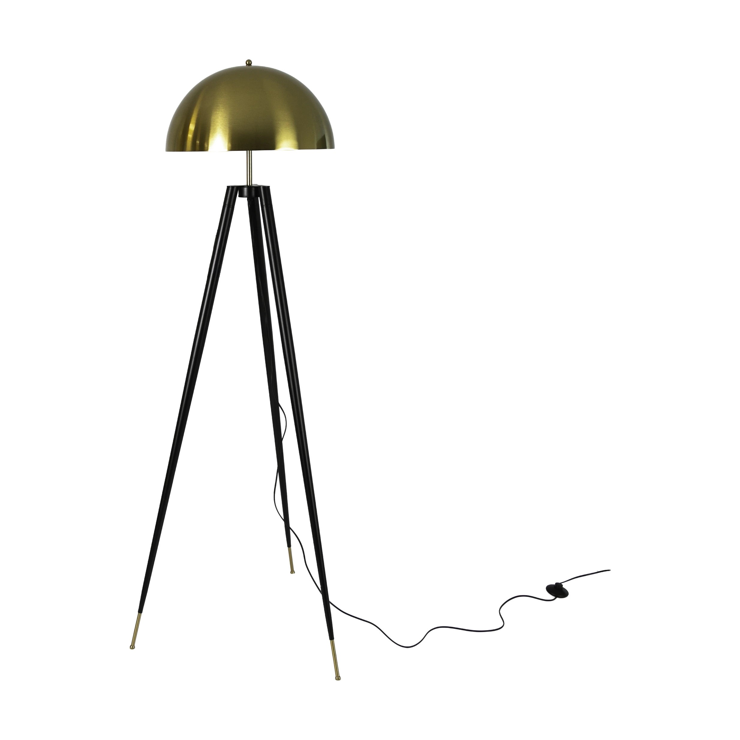 Lampadaire en acier poli doré et acier noir