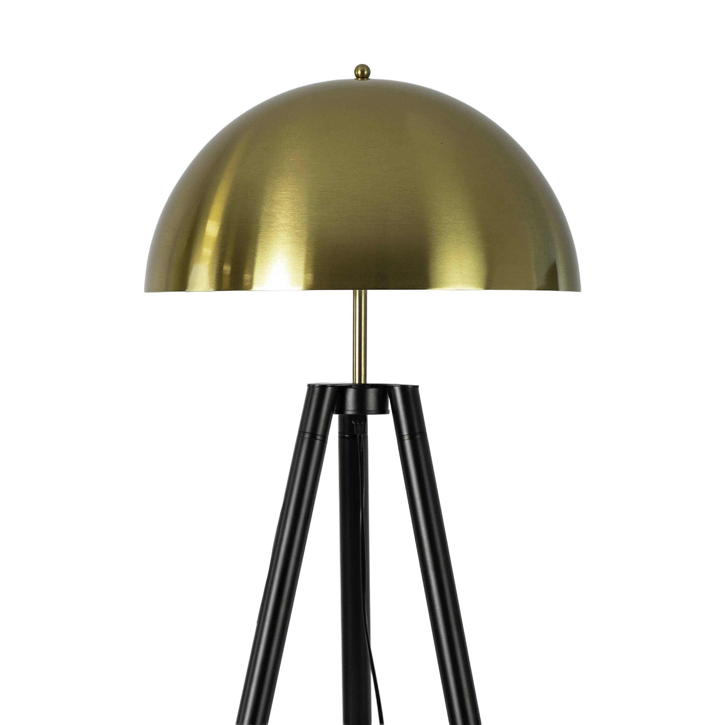 Lampadaire en acier poli doré et acier noir