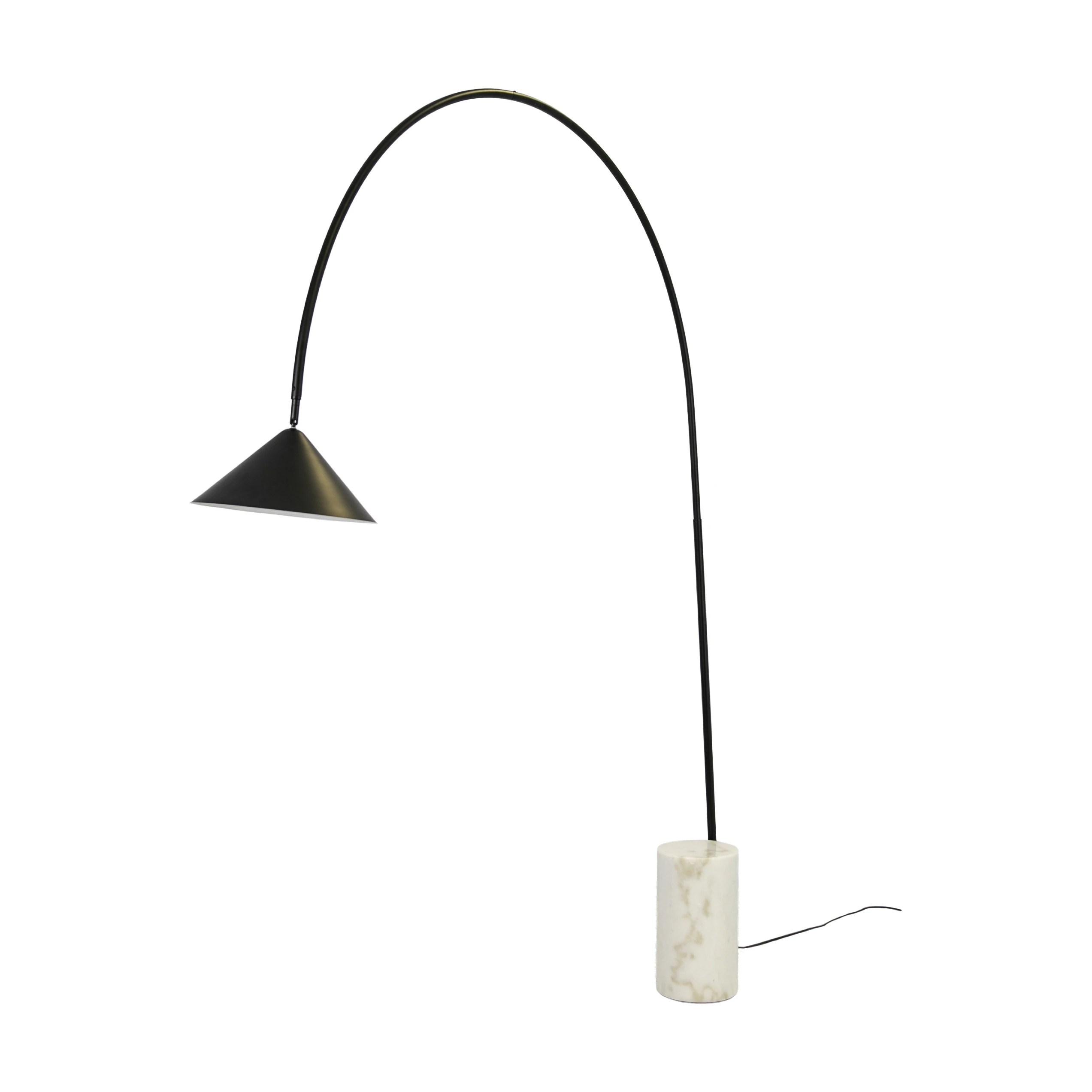 Lampadaire en acier noir avec base en marbre céramique