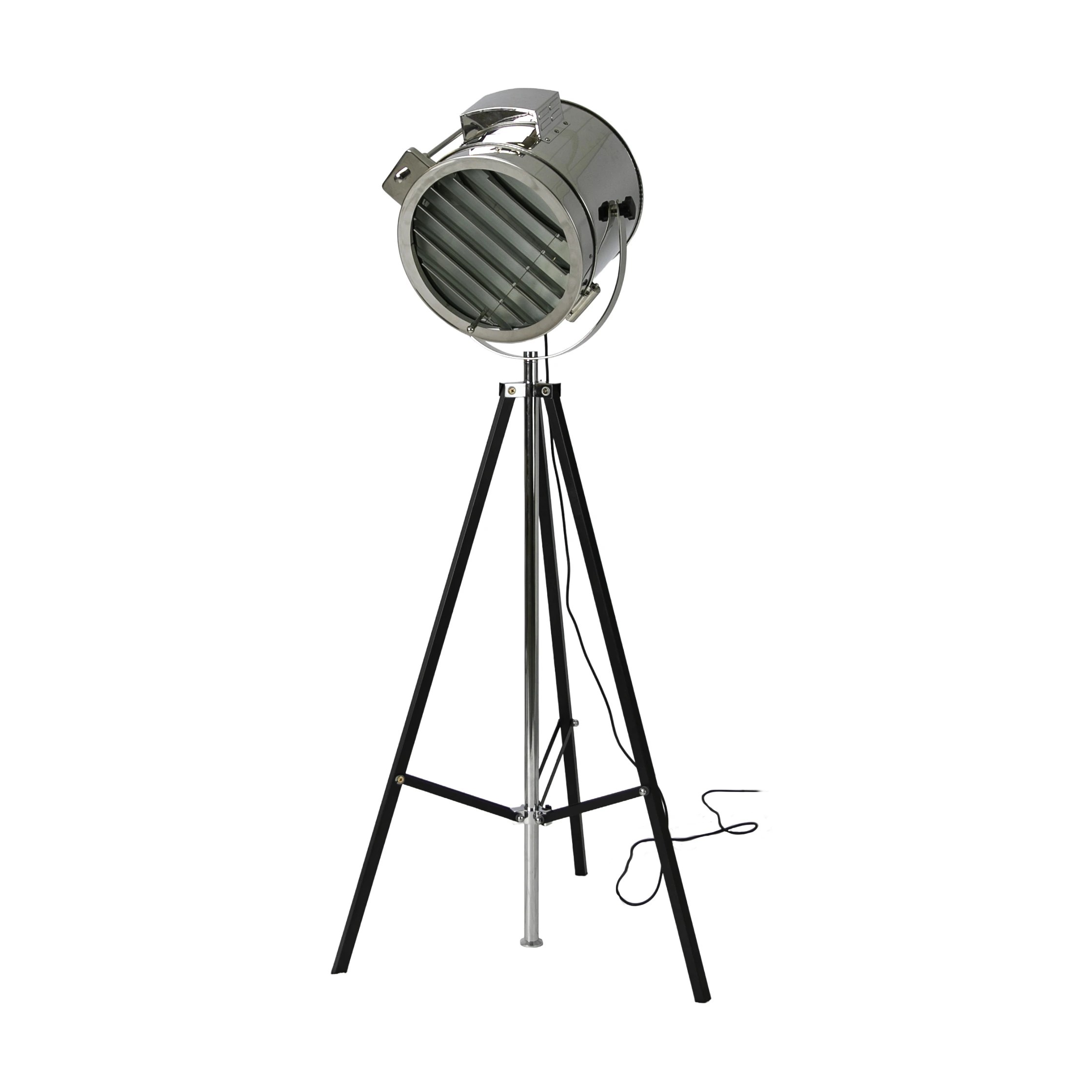 Lampadaire en acier chromé et acier noir