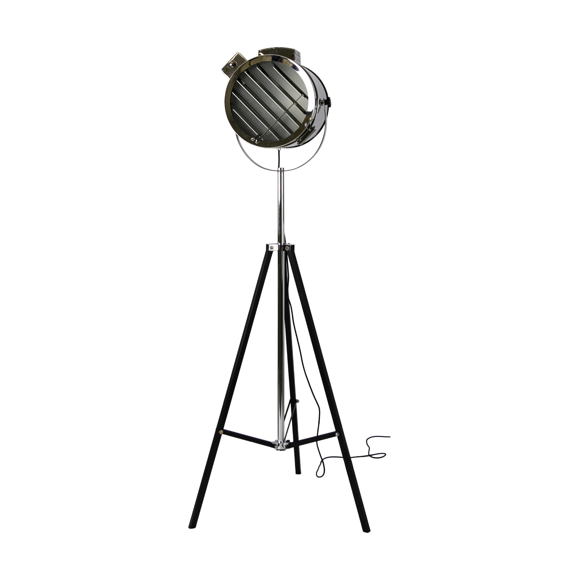 Lampadaire en acier chromé et acier noir