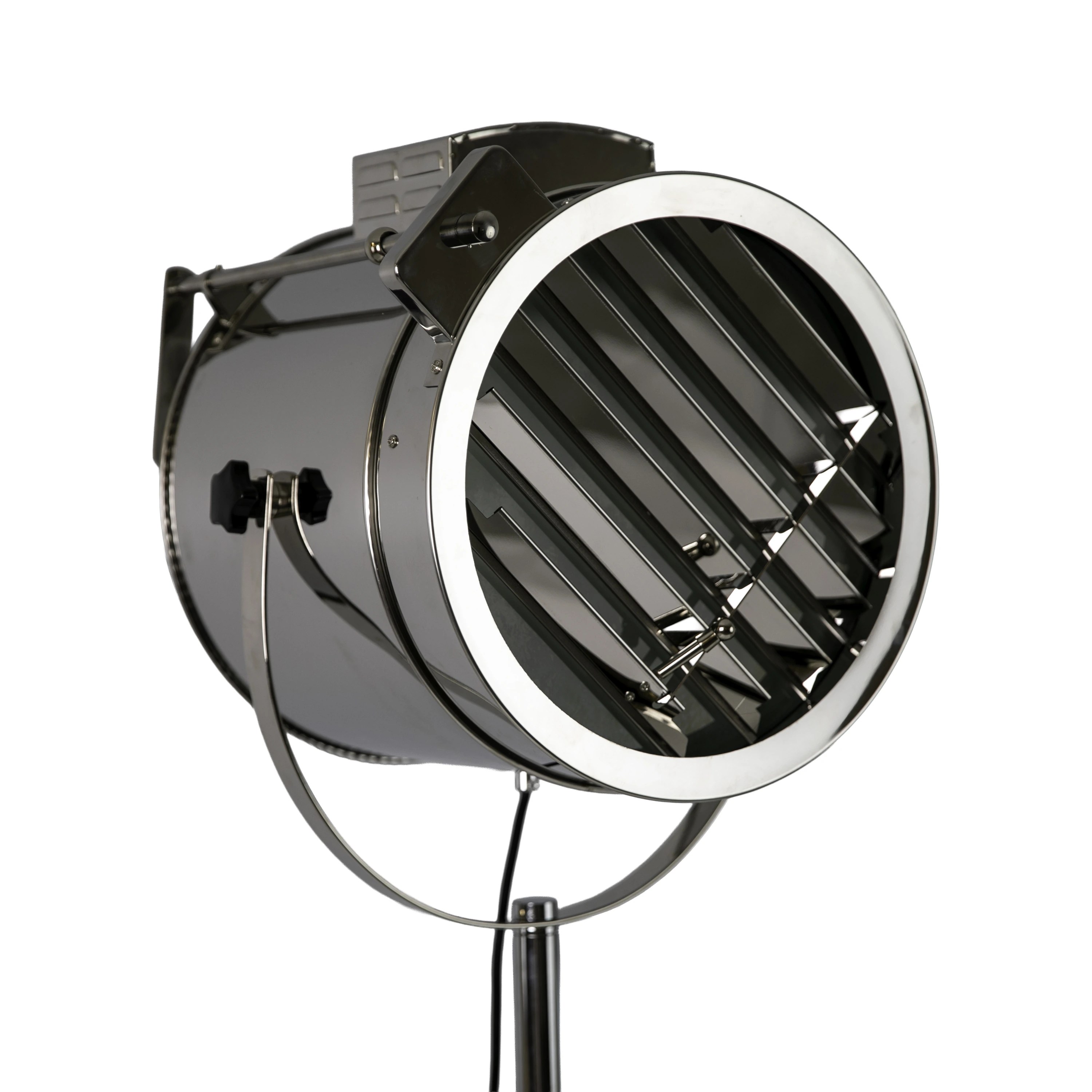 Lampadaire en acier chromé et acier noir