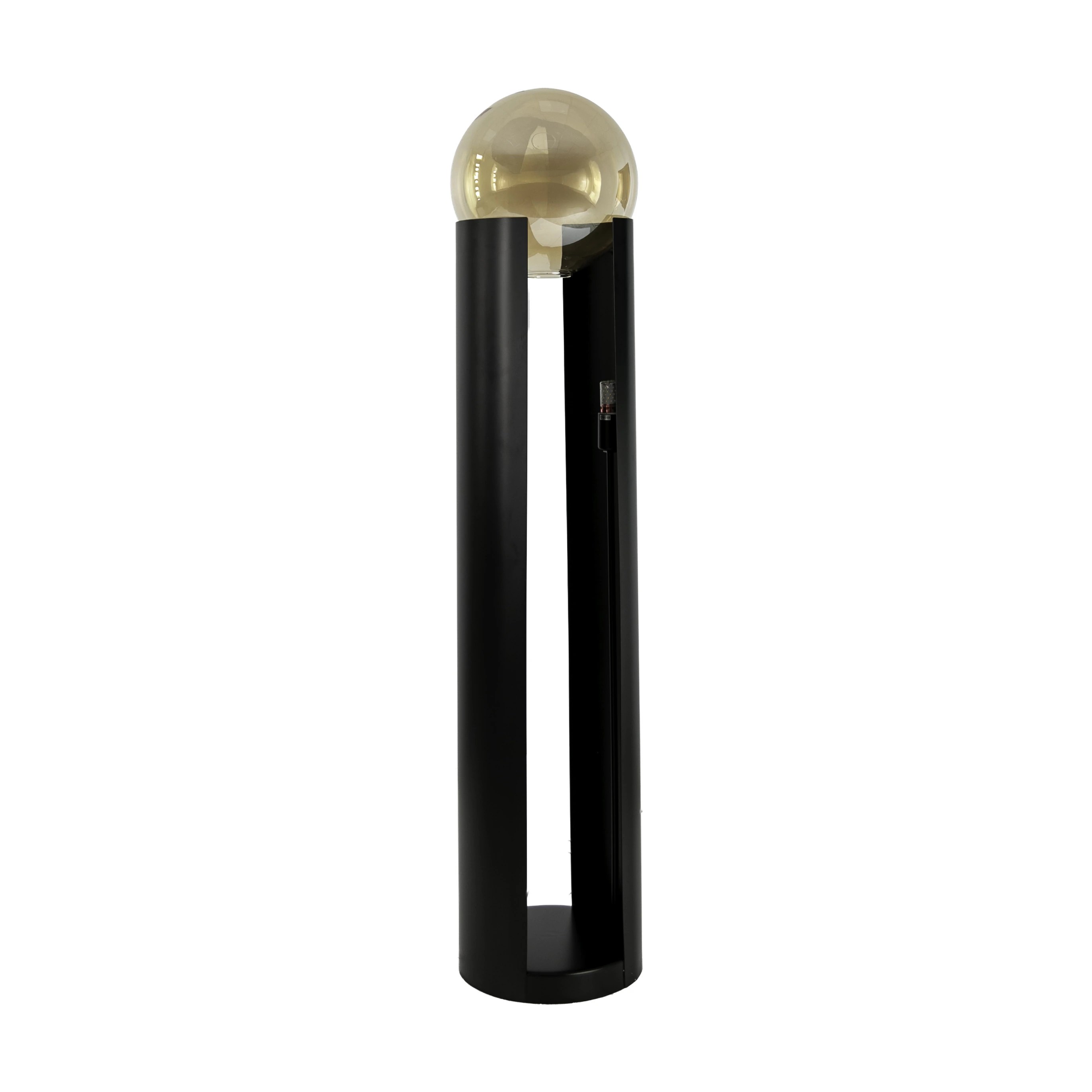 Lampadaire en verre fumé ambré et acier noir