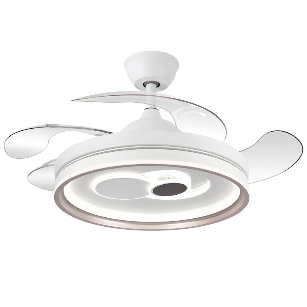 Ventilateur de plafond avec lumière Mystic blanc, 4 pales pliantes – Ø107 cm