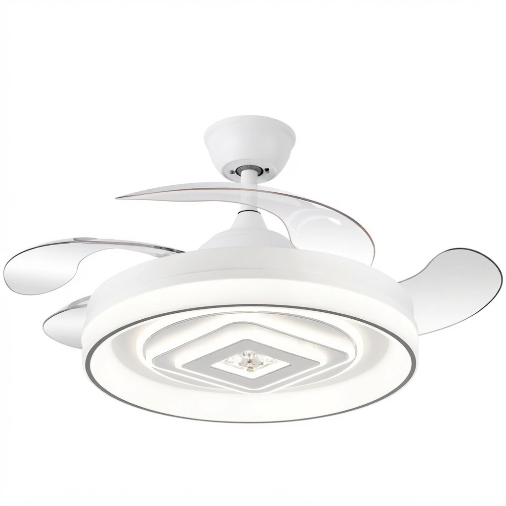 Ventilateur de plafond avec lumière Enchanted blanc, 4 pales pliantes – Ø107 cm