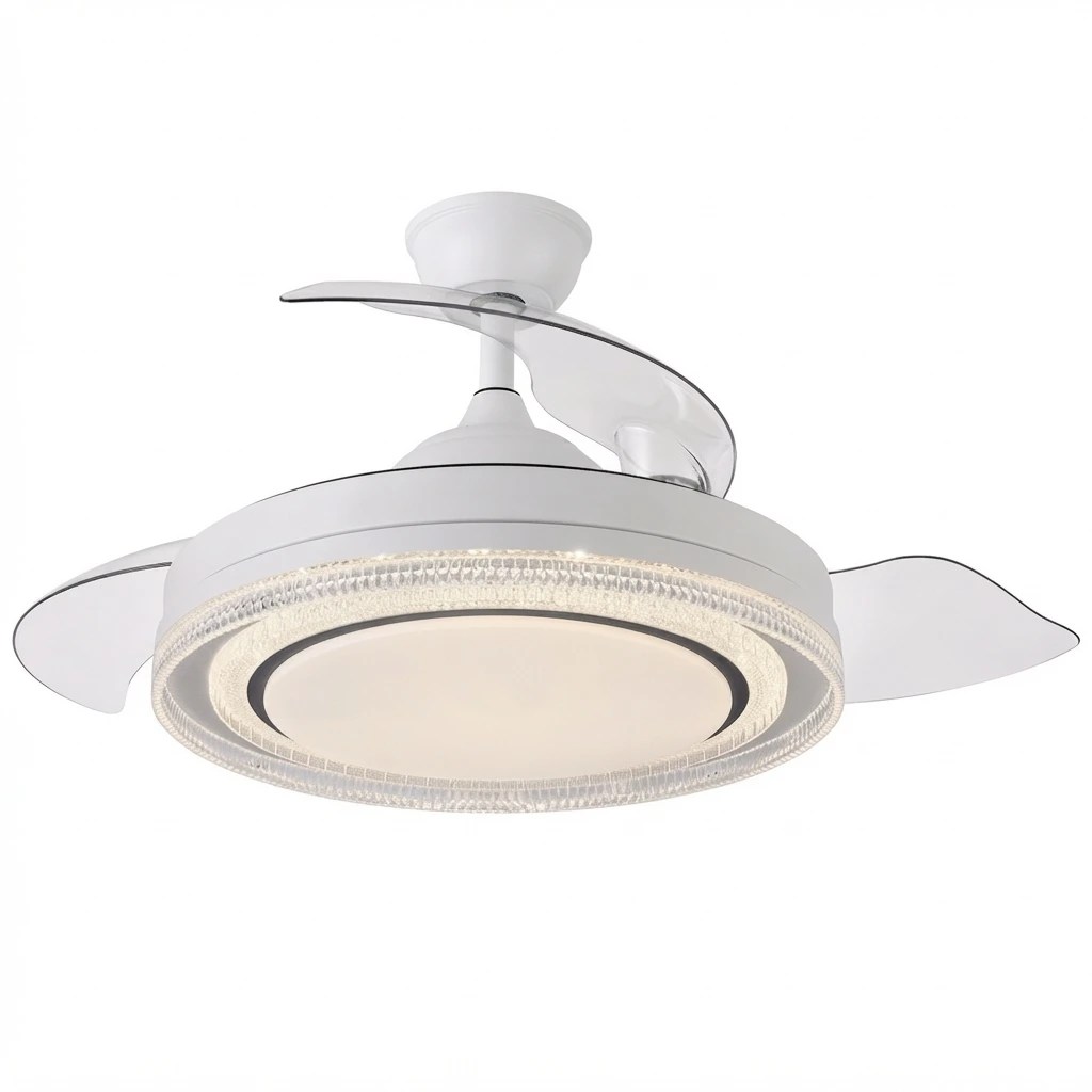 Ventilateur de plafond avec lumière Whisper blanc, 3 pales pliantes – Ø107 cm
