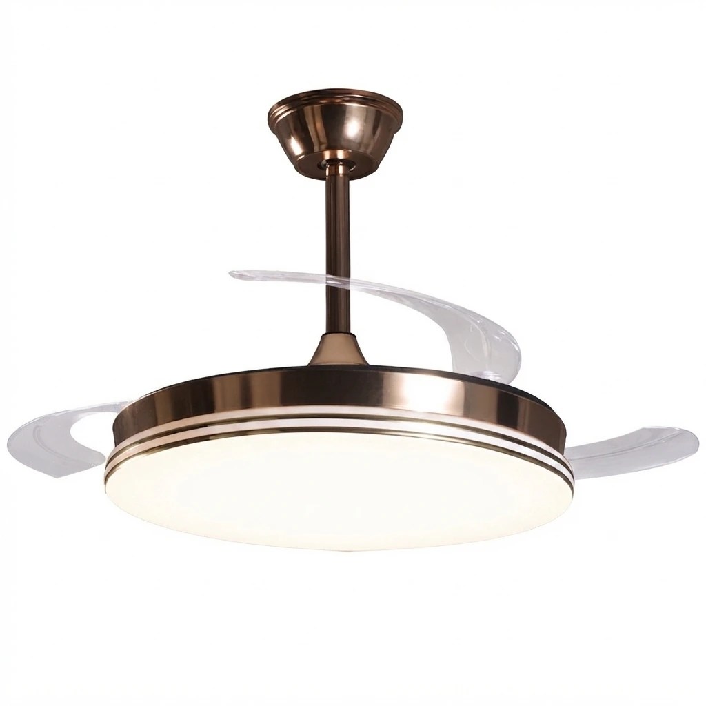 Ventilateur de plafond avec lumière Velvet doré, 3 pales pliantes – Ø106 cm