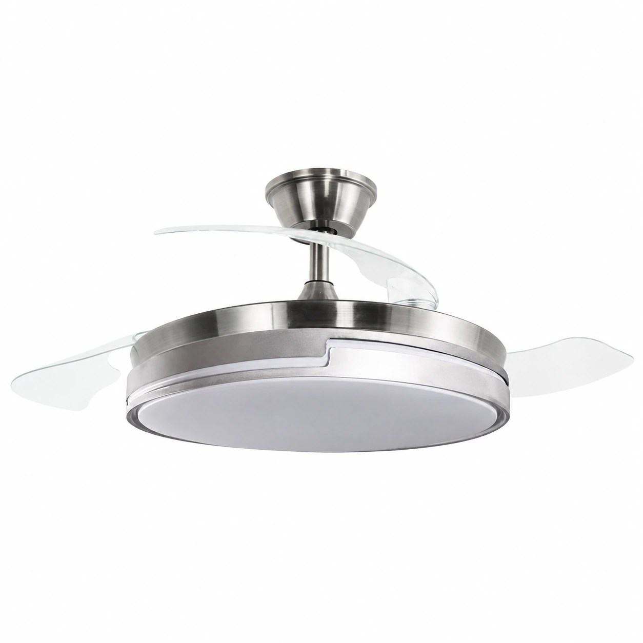 Ventilateur de plafond avec lumière Dreamy chromée, 3 pales pliantes – Ø106 cm