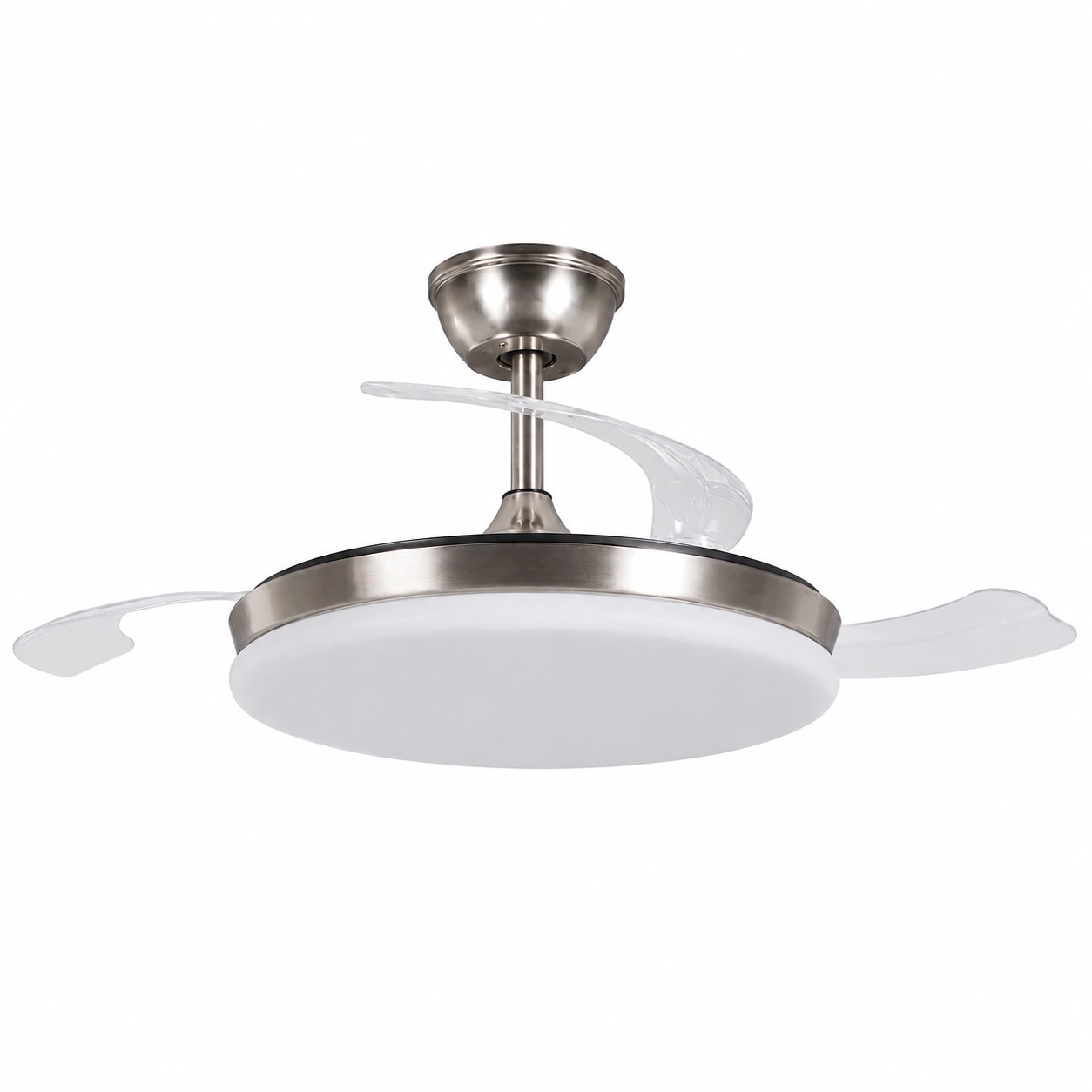 Ventilateur de plafond avec lumière Nexus chromée, 3 pales pliantes – Ø106 cm
