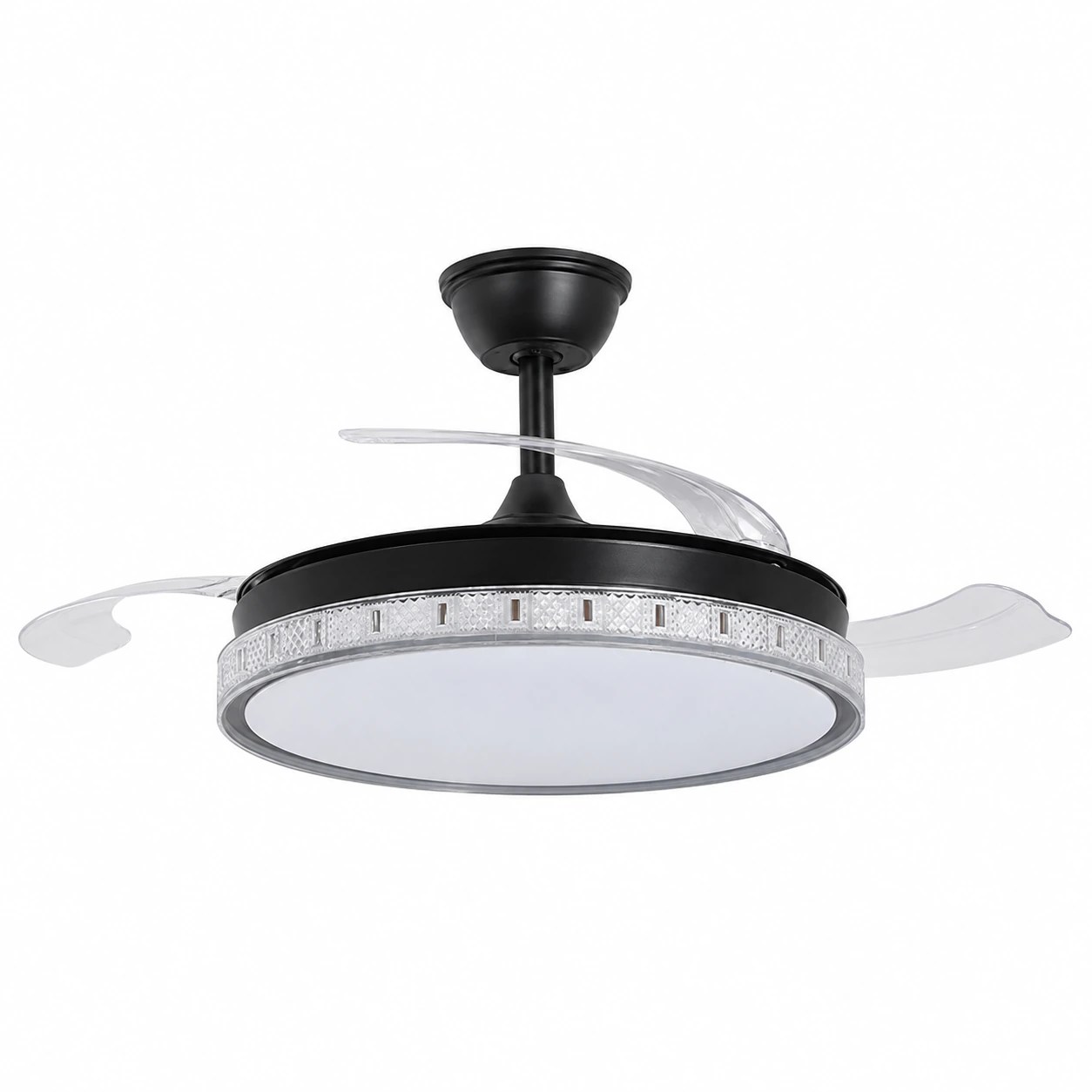 Ventilateur de plafond avec lumière Blissful noir, 3 pales pliantes – Ø106 cm