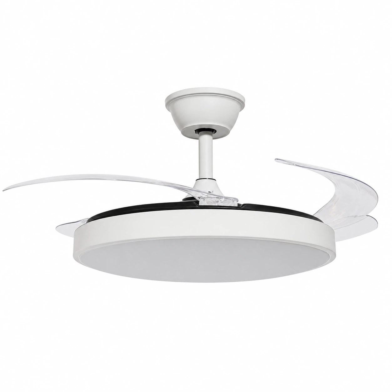 Ventilateur de plafond avec lumière, Eclipse couleur blanc, 3 pales pliantes – Ø106 cm