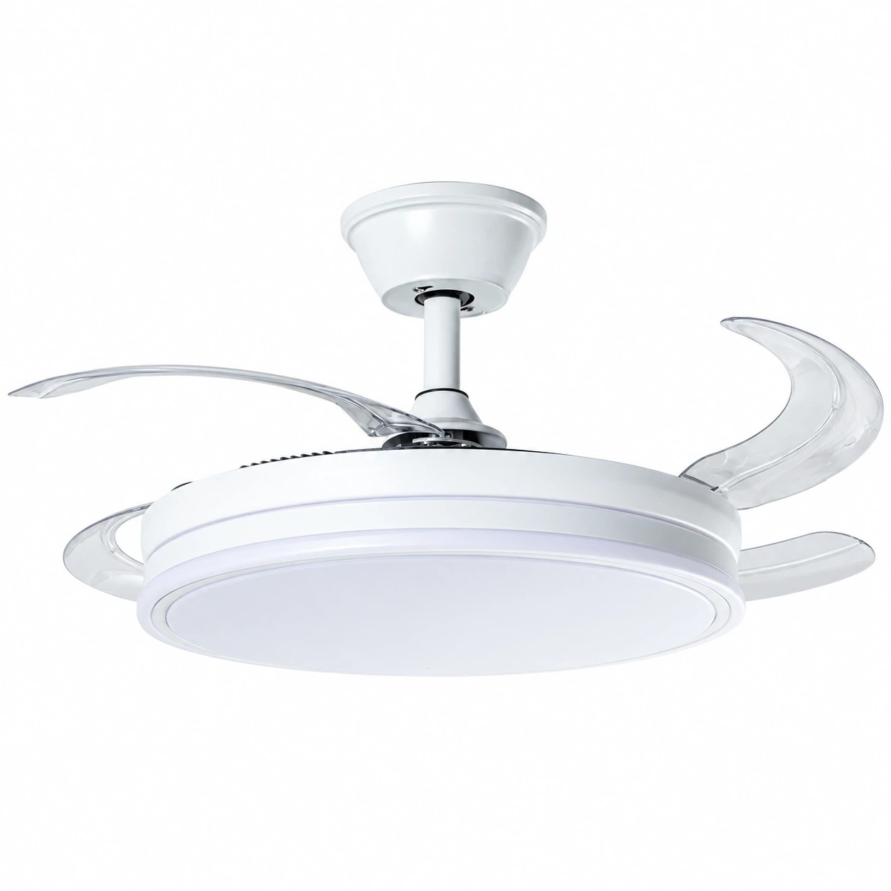 Ventilateur de plafond avec lumière Volturno blanc, 4 pales pliantes – Ø106 cm