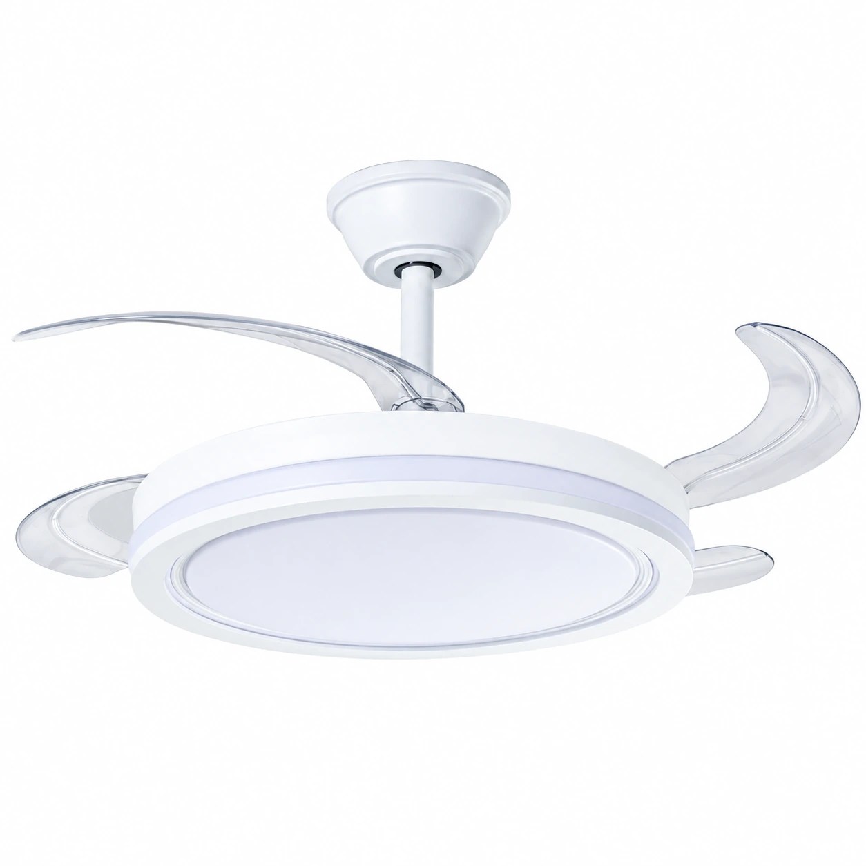 Ventilateur de plafond avec lumière Minerva blanc, 4 pales pliantes – Ø106 cm