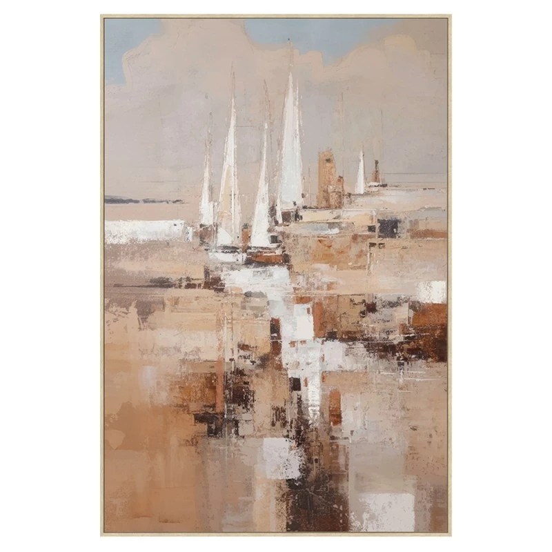 Tableau mural sur toile avec cadre en bois naturel – 80 x 120 cm