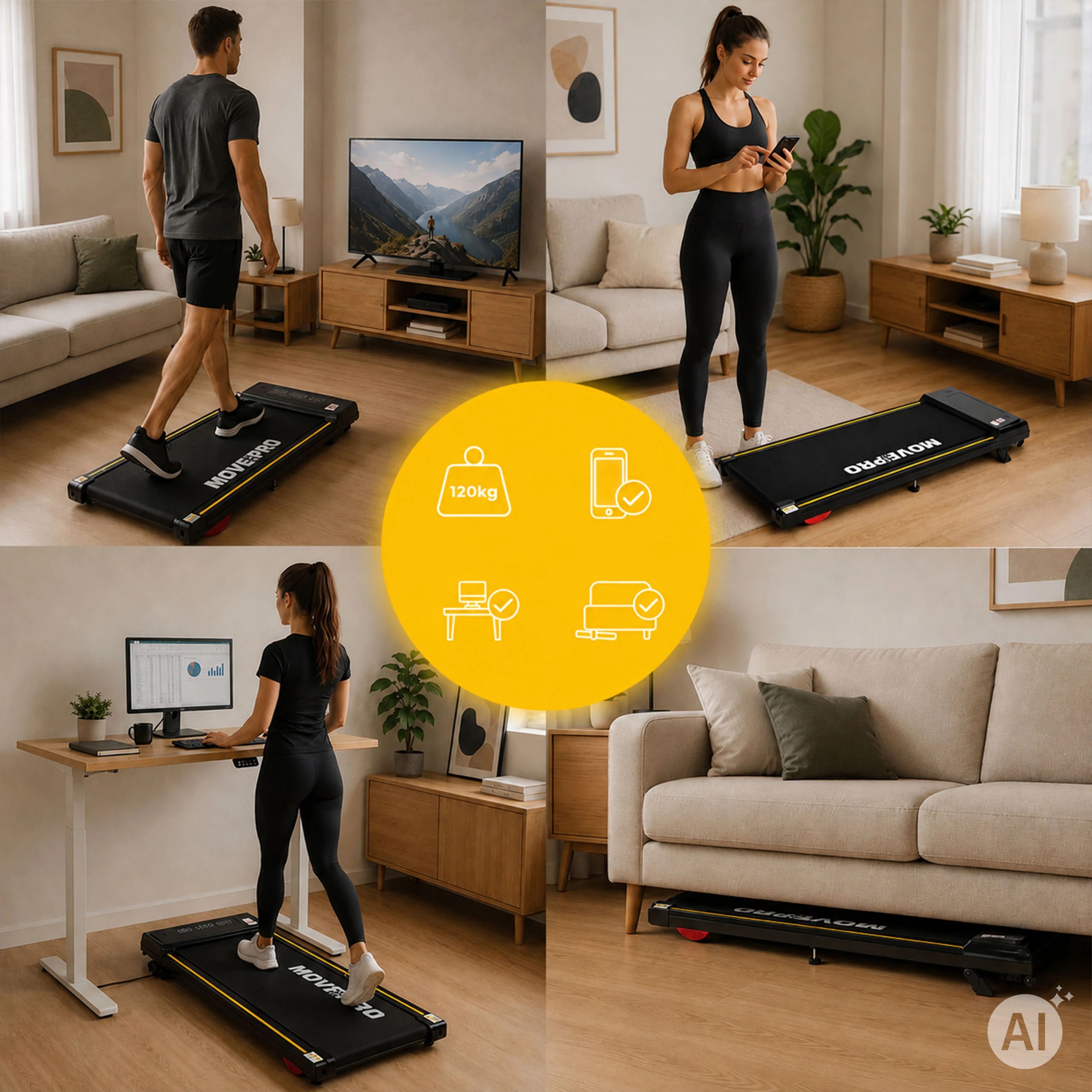 Tapis de marche électrique Walking Pad 1–10 km/h pour bureau