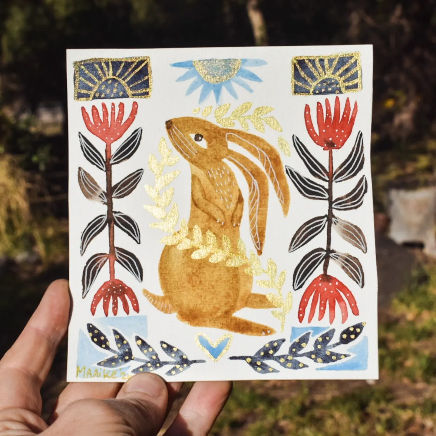 Original Painting "Folksy Bunny"