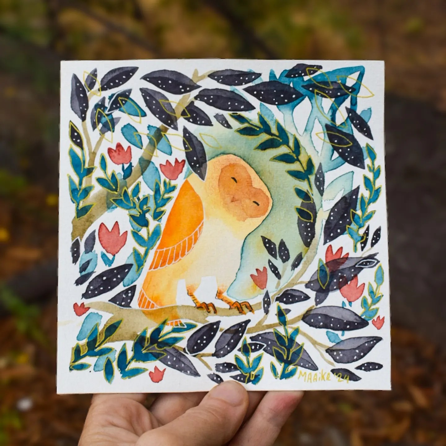 Original Painting "Golden Owl"