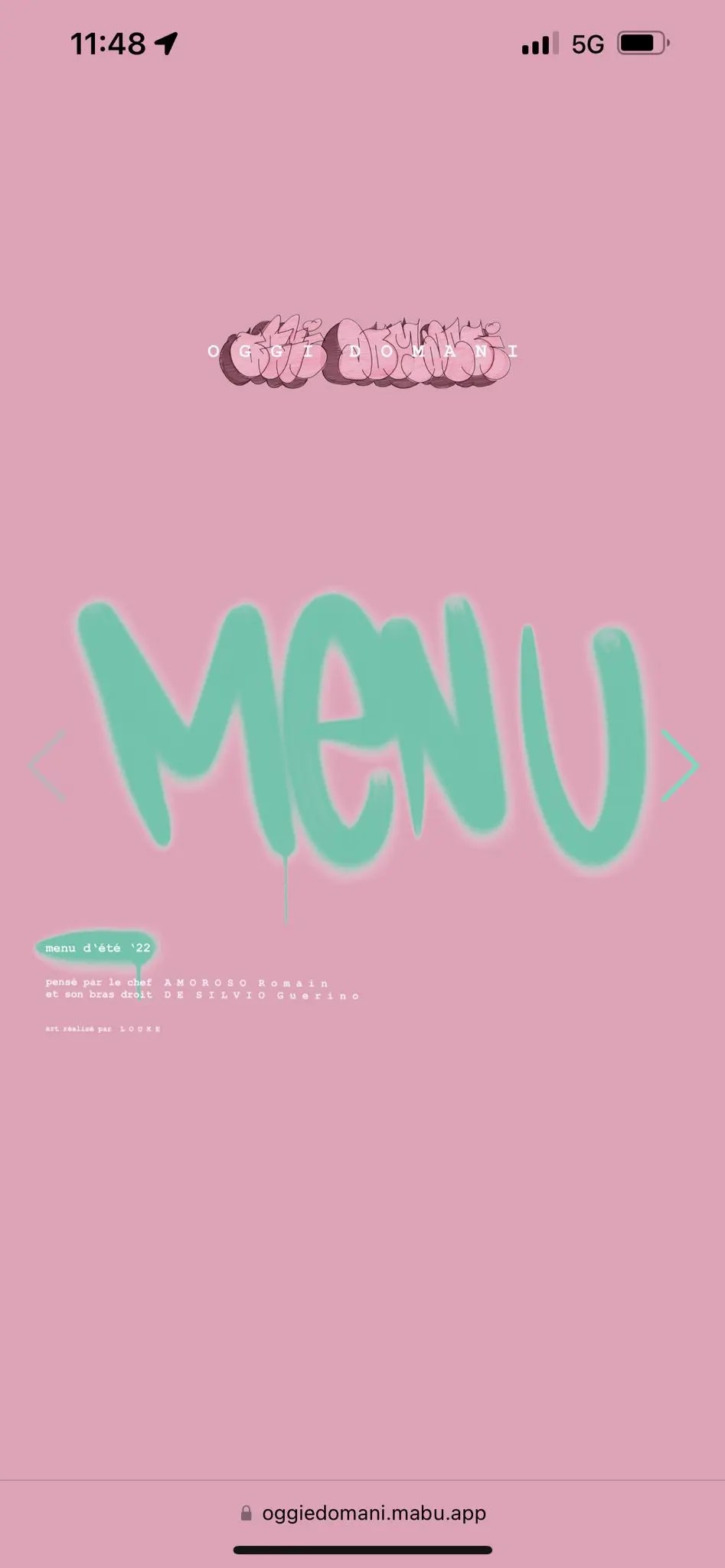 Screenshot of ResponsiveWebDesign for the oggi domani restaurant