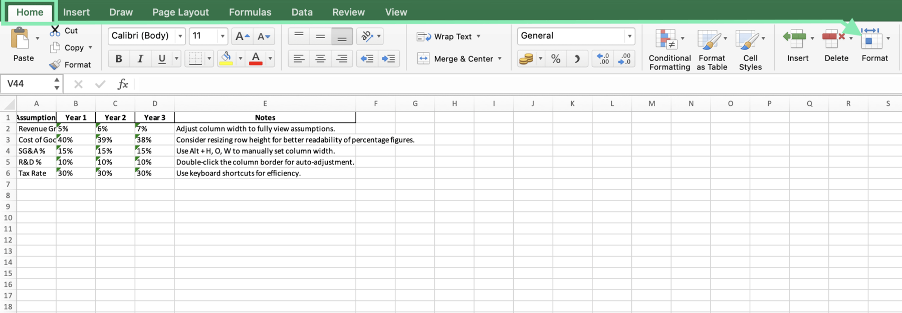 Shortcut to Resize Row and Column Height & Width in Excel (7) Shortcut to Resize Row and Column Height & Width in Excel (7)