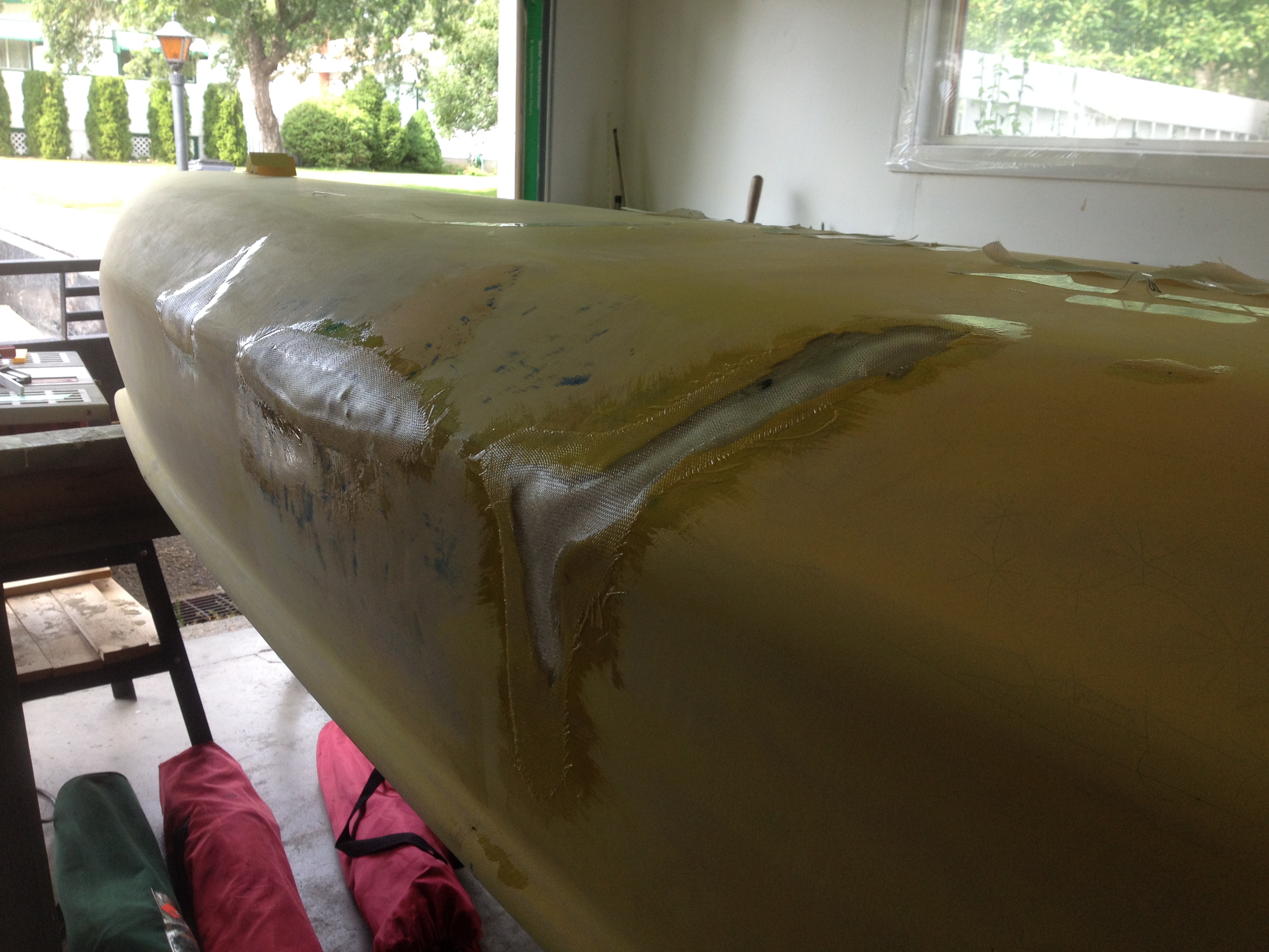 Final layers of fibreglass.