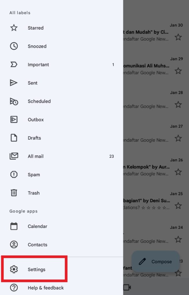 setting gmail mobile