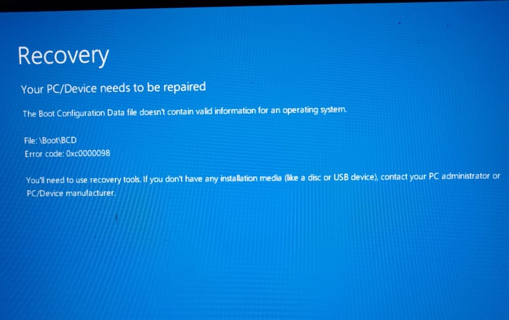Atasi Error The Boot Configuration Data file doesn’t contain valid ...