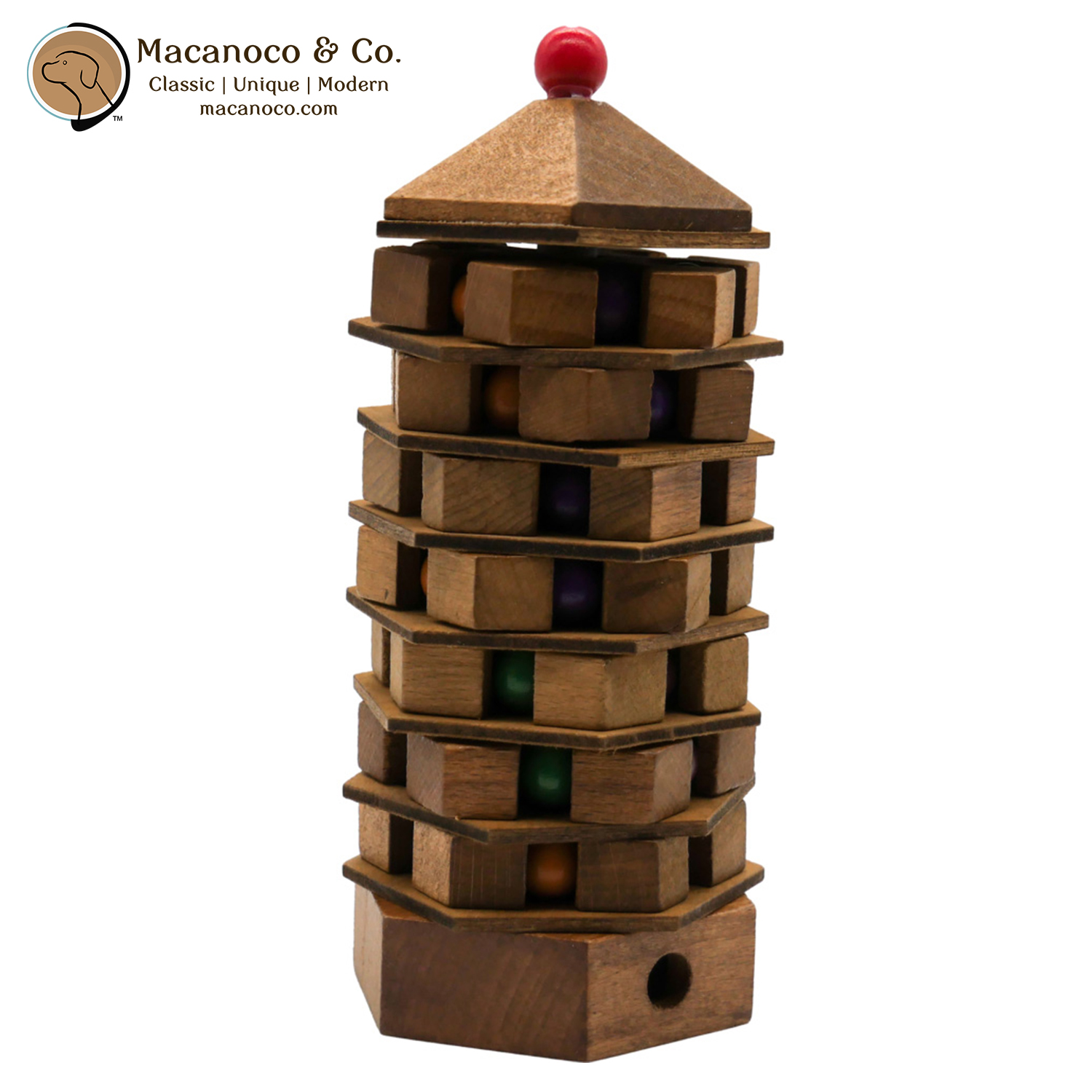 Project Genius Aztec Ghost Tower Wooden Puzzle Toy - Macanoco and Co.