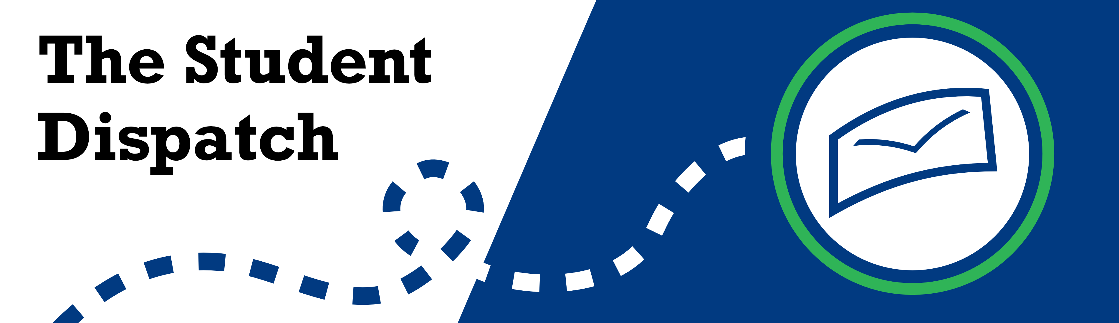 A header image displaying a letter on a winding path and the title "The Student Dispatch"