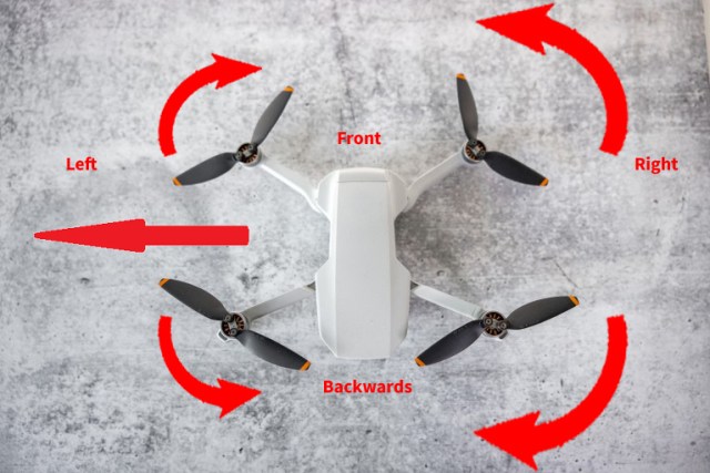 Drone left side roll movement Drone left side roll movement