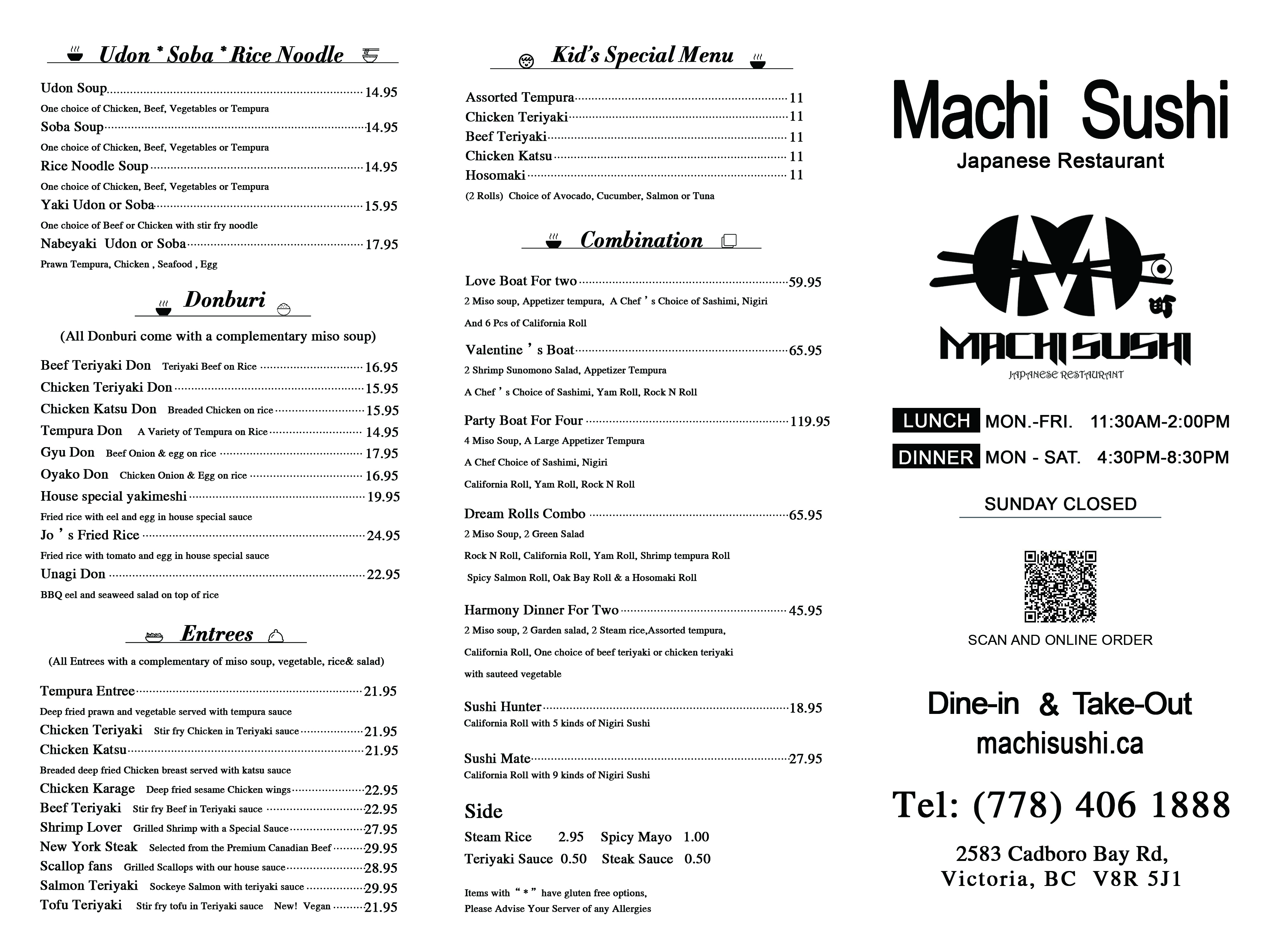 Menu - Machi Sushi - Victoria Gourmet Japanese Cuisine | Sushi
