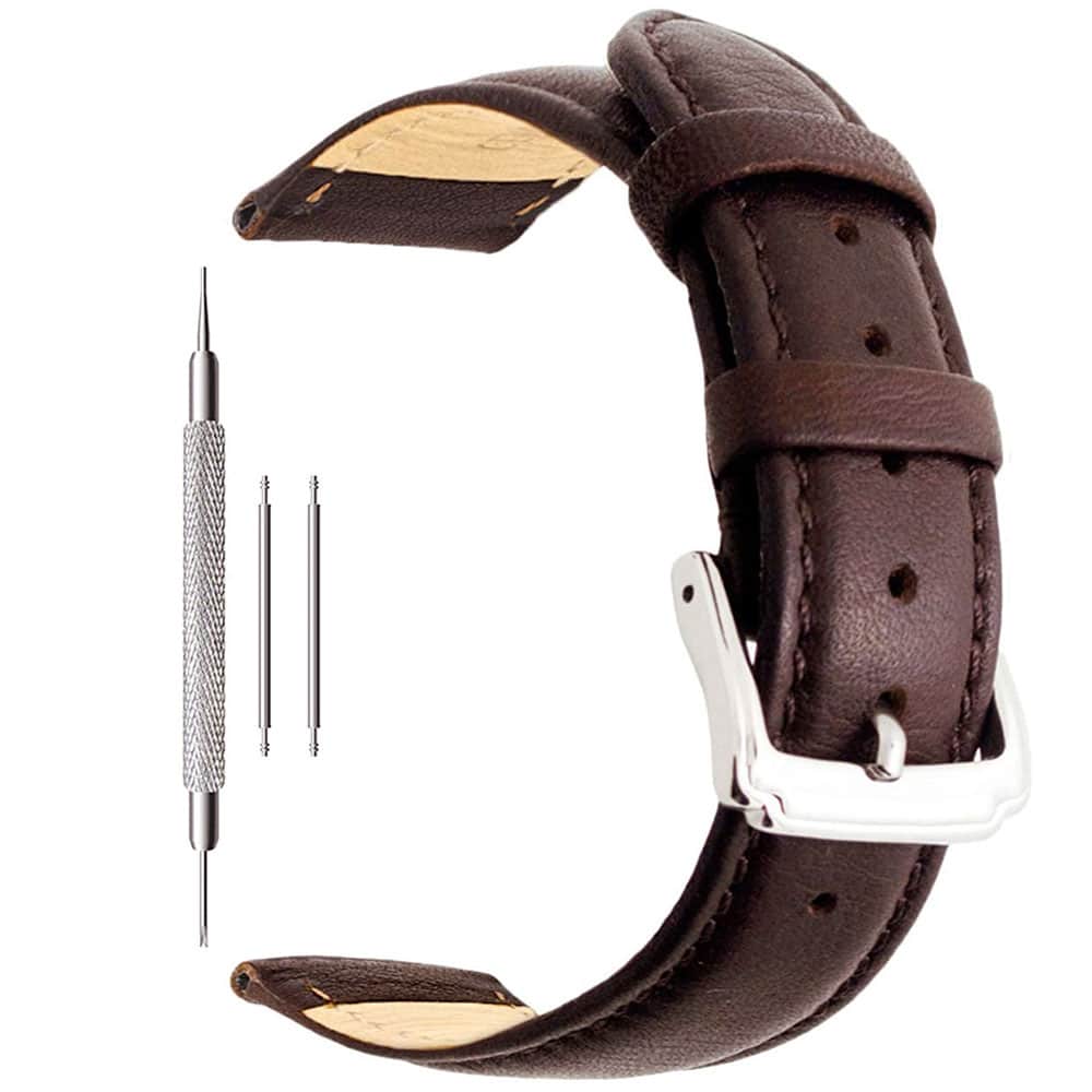 BERFINE CORREA DE CUERO MARRÓN PARA RELOJ 22MM