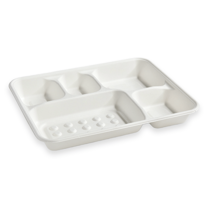 5-Compartment Deep Sugarcane Fibre Lunch Tray