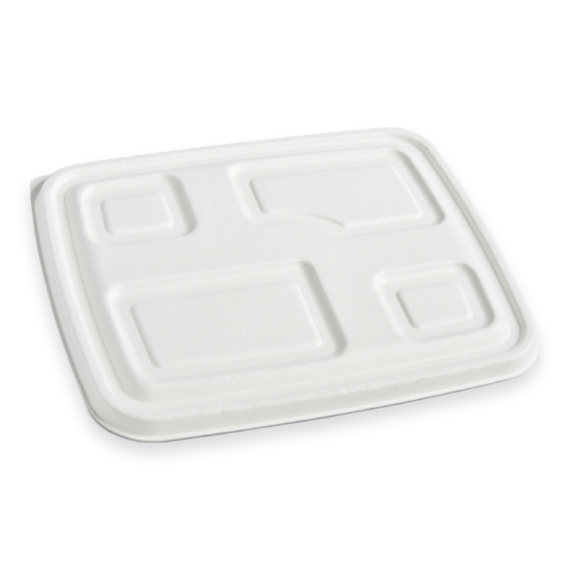 Sugarcane Fibre Lid For 4-Compartment Lunch Tray