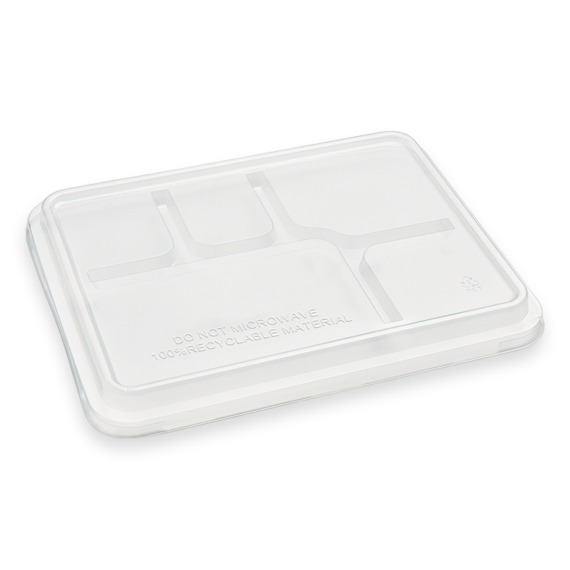 PET Lid For 5-Compartment Lunch Tray