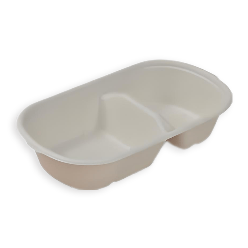 1000ml Oval 2-Compartment Sugarcane Fibre Food Container