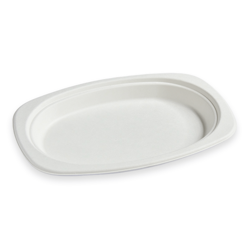 9"x6" Oval Sugarcane Fibre Plate