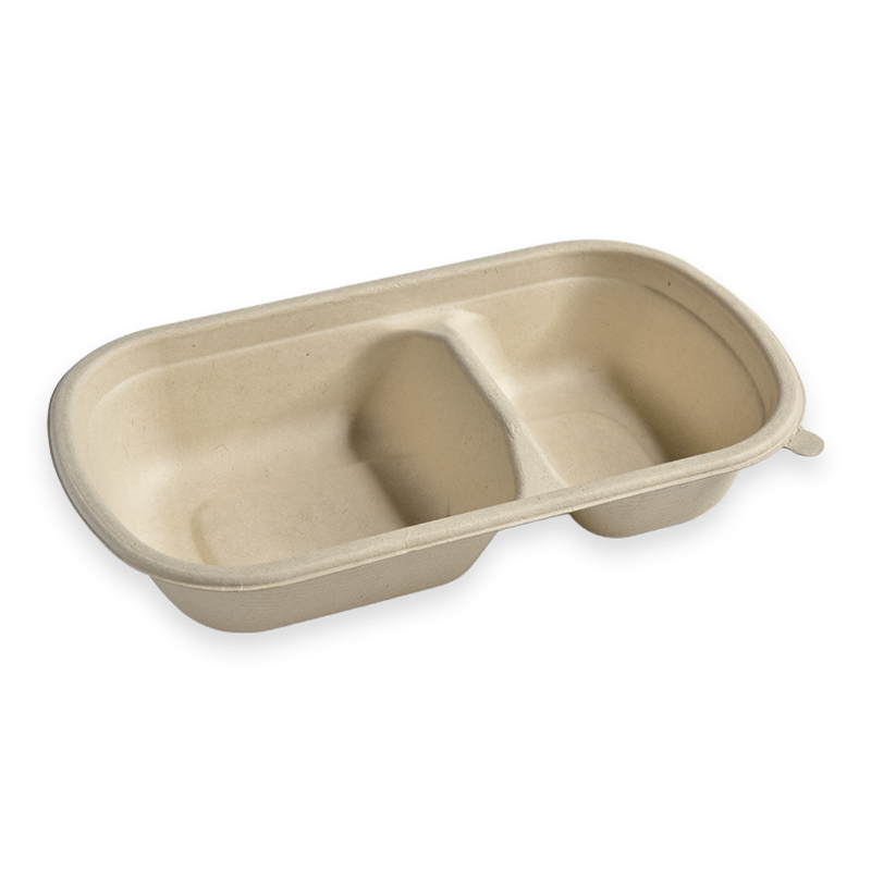 1000ml 2-Compartment Oval Sugarcane Fibre Food Container