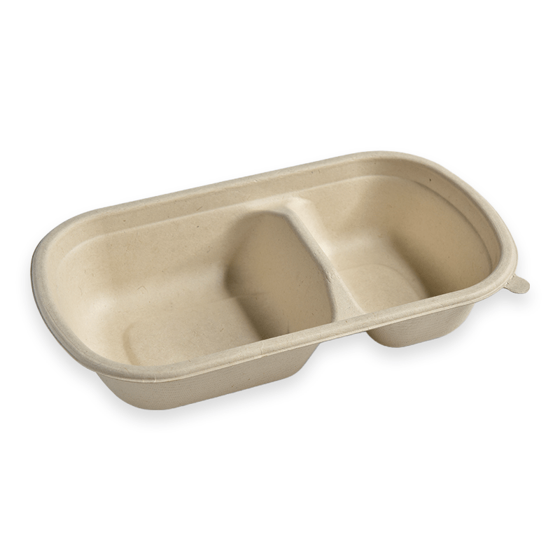 1200ml 2-Compartment Oval Sugarcane Fibre Food Container