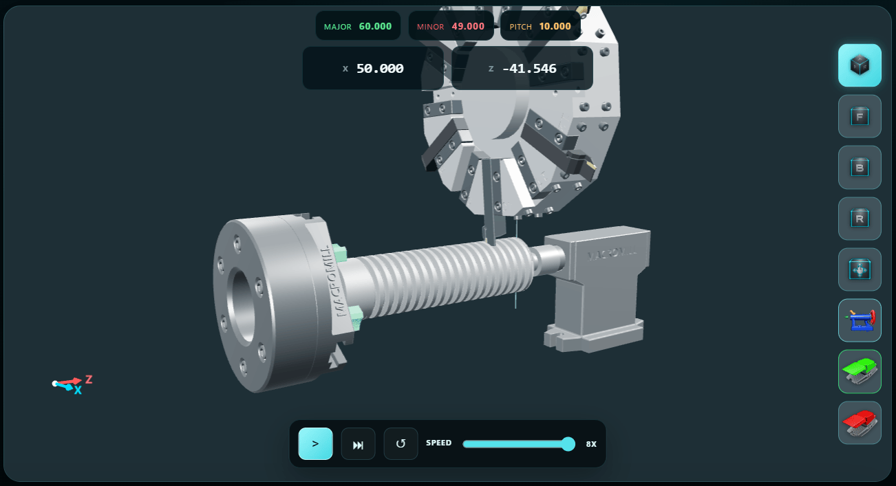 CNC Progressive Thread Generator and Simulator