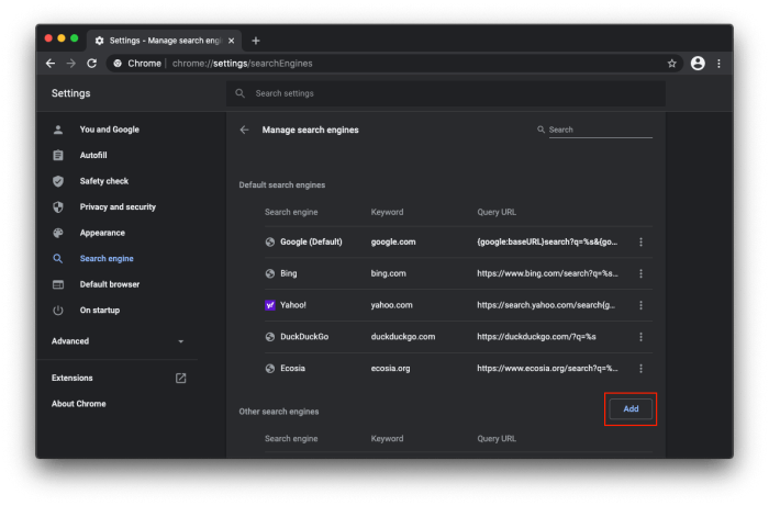 How do i change my search engine on my mac