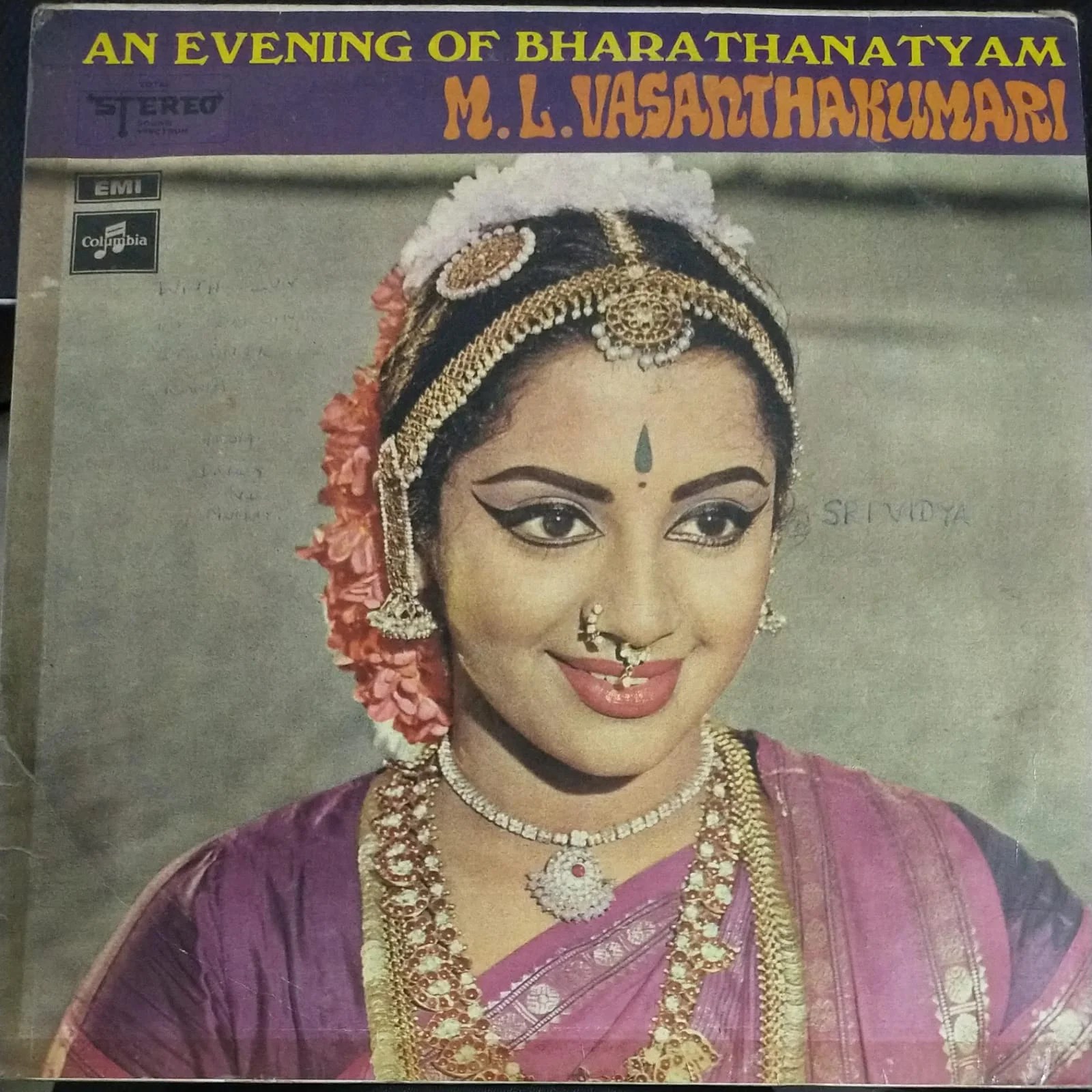 An Evening of Bharathanatyam Tamil Classical Songs LP Vinyl Record by M L Vasanthakumar