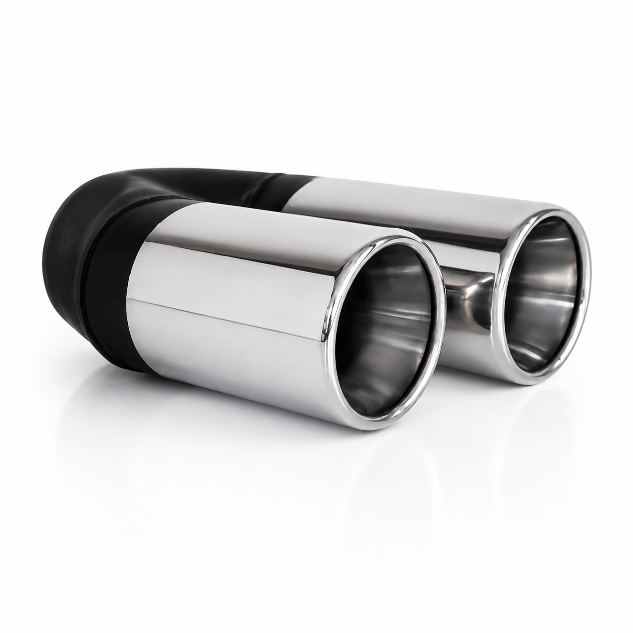 Straight Cut Y-Piece Rolled Inner Cone Stepped - 2.25" In 2x3" Out 9" Long Tip -  SS304 Stainless Steel