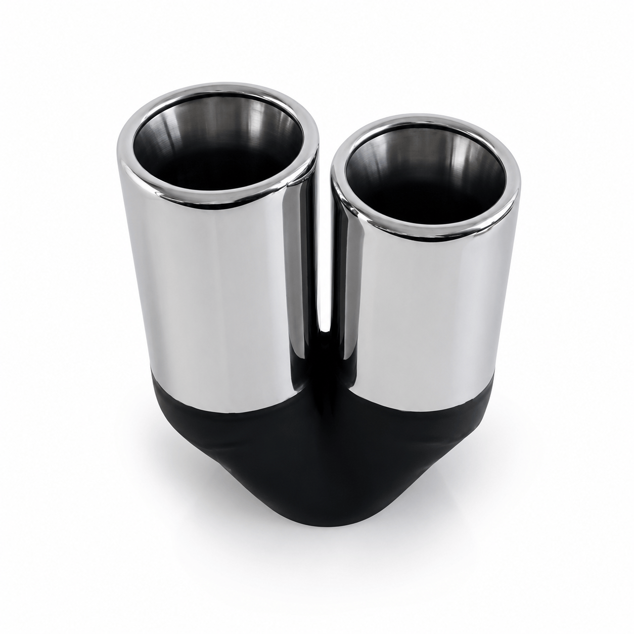 Straight Cut Y-Piece Rolled Inner Cone Stepped - 2.25" In 2x3" Out 9" Long Tip -  SS304 Stainless Steel