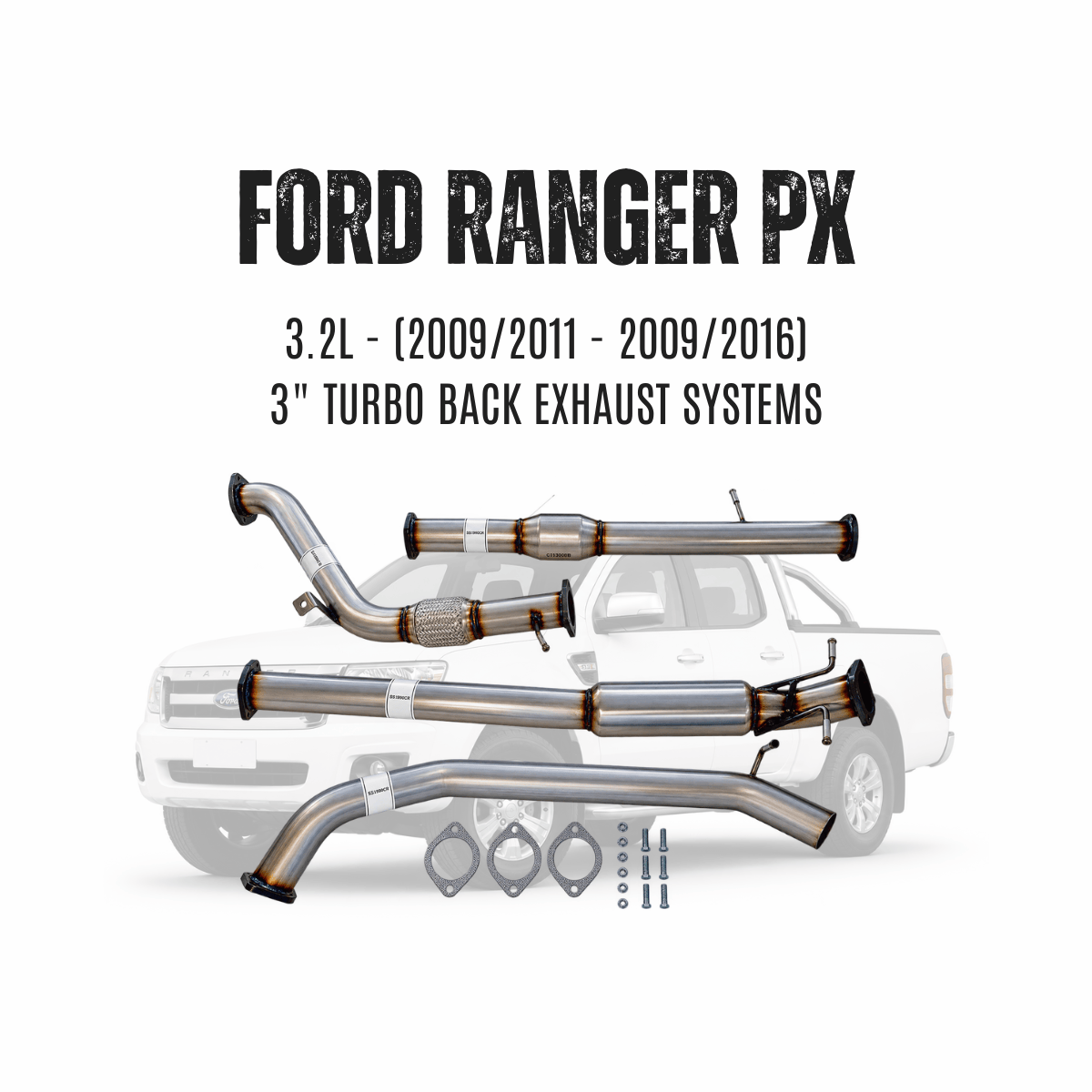 FORD RANGER PX 3.2L - (2009/2011 - 2009/2016) - 3" TURBO BACK EXHAUST