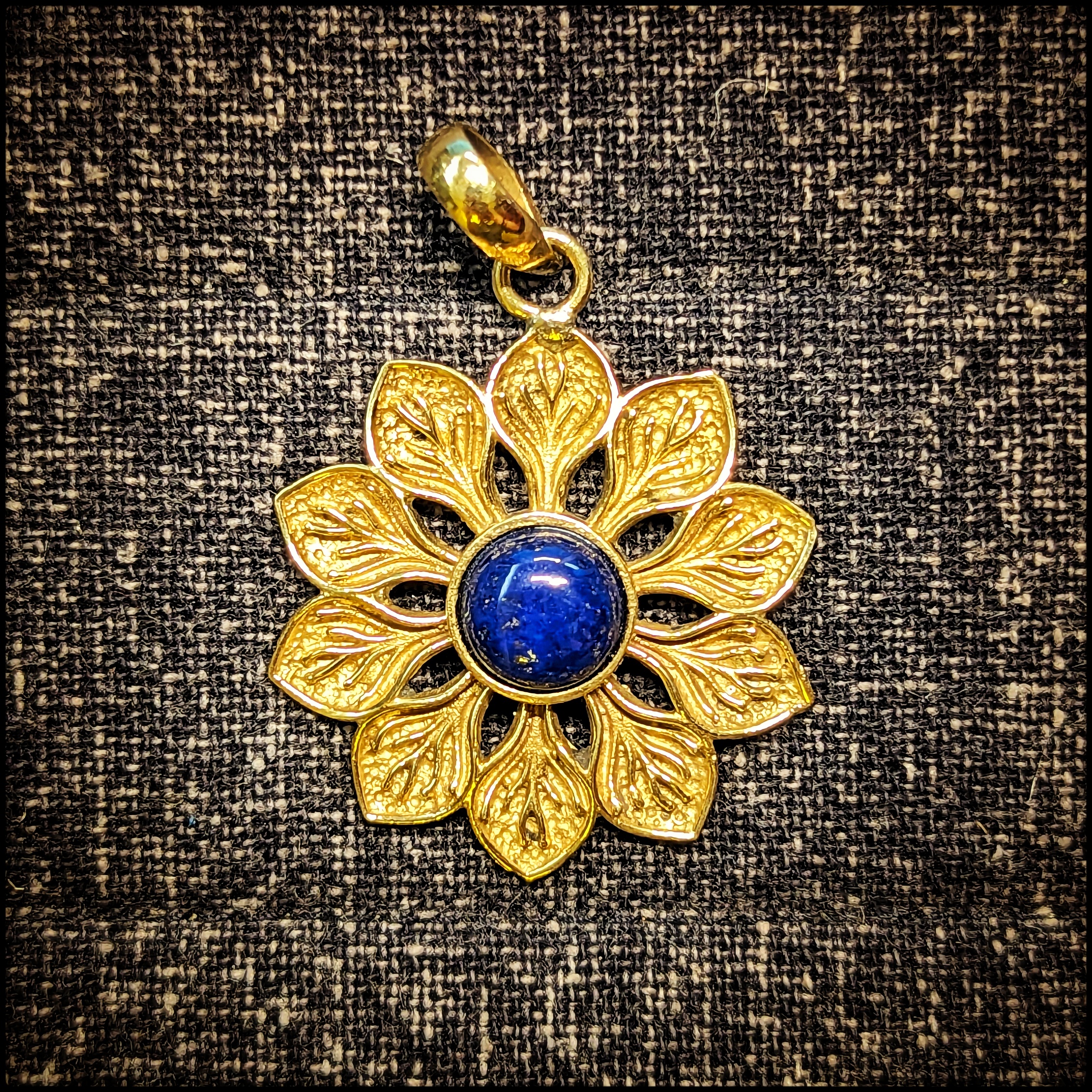 Brass Pendant Flower with Gem
