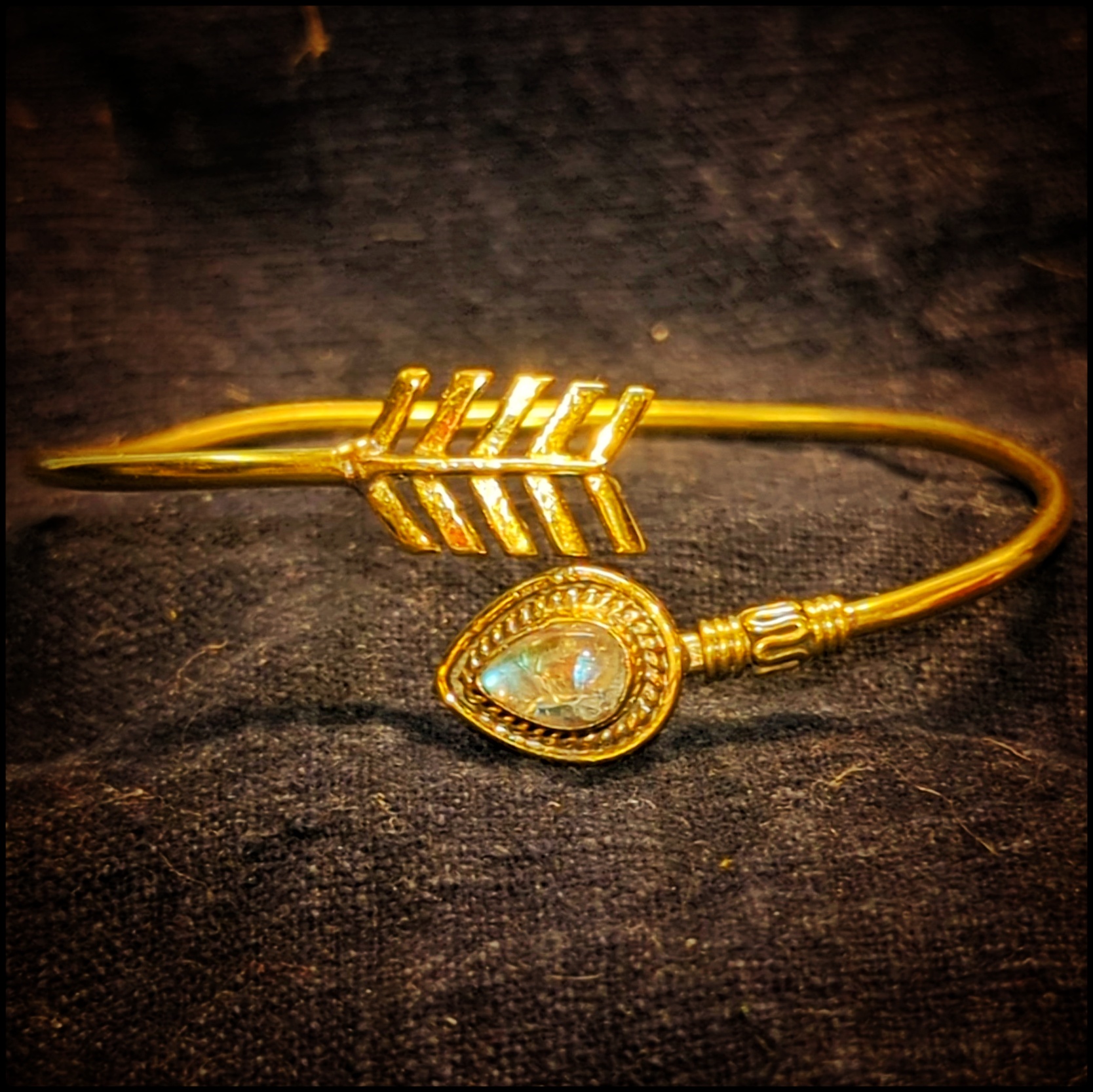 Brass Bracelet Arrow with Gem