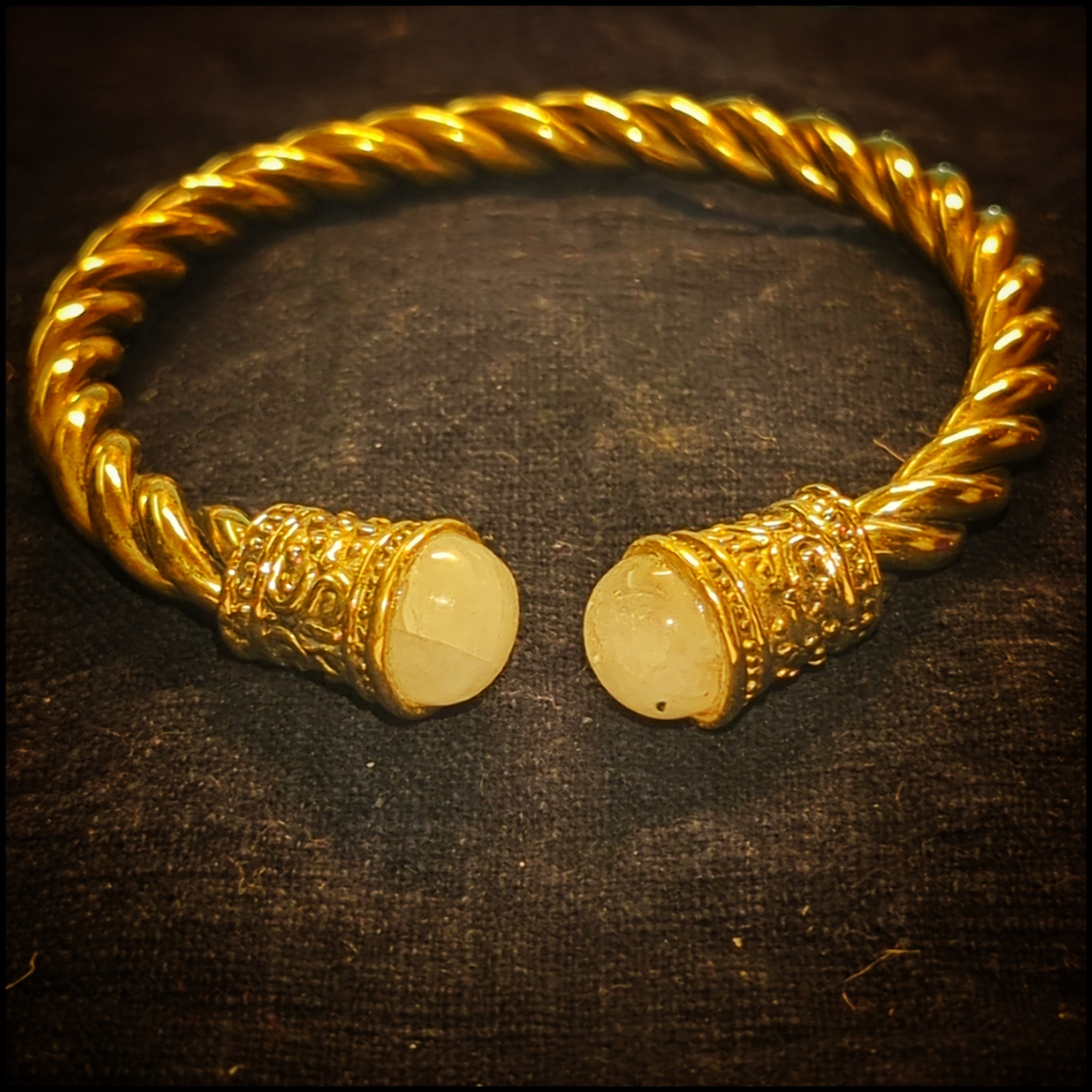 Brass Bracelet Twisting with Gems